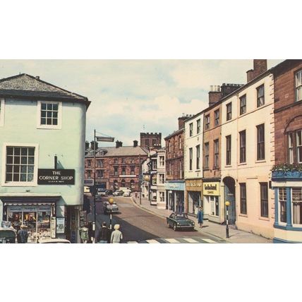 King Street Penrith Flags In Corner Shop Cornwall 1970s Postcard