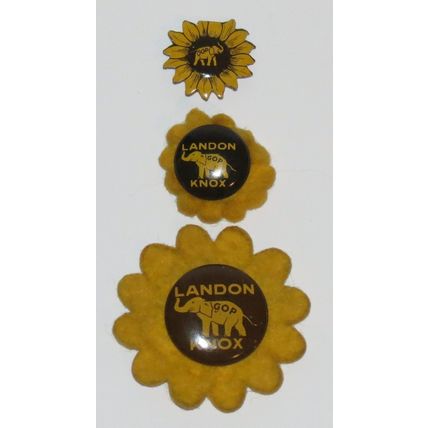 Three Landon/Knox Presidential Candidate Pinback Sunflower Buttons