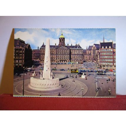 THE DAM MONUMENT, AMSTERDAM, HOLLAND unused vintage postcard dated 1959 #