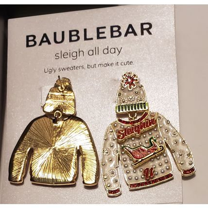 BAUBLEBAR VALENTINE HEART OF GOLD LOVE CONQUERS ALL SPARKLE DANGLE EARRINGS~NEW