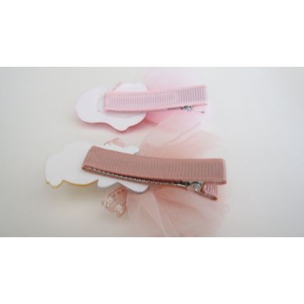 Two childrens princess fairy tale doll dress alligator hair clip barrettes