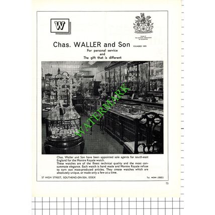 Chas Waller and Son Southend Essex Jewellers- 1968 Article
