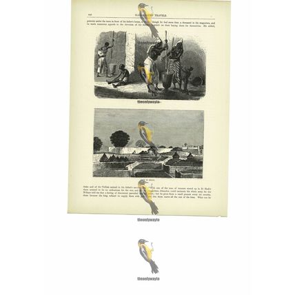 Women Pounding Millet & View Of Segou, Mali, Book Illustration (Print), c1880