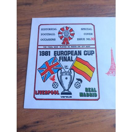 1981 EUROPEAN CUP FINAL LIVERPOOL vs REAL MADRID - Paris FIRST DAY COVER *