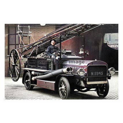 ptc2829 - Lancs - Vintage Manchester Fire Brigade Vehicle Reg.N 5945 - print 6x4