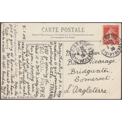 Le Casino Municipal, L'Hôtel du Palais et le Phare, Biarritz, 1908 - Lévy CPA