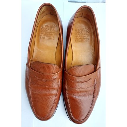 EDWARD GREEN MENS CHESTNUT GRAIN ANTIQUE CALF LEATHER LOAFERS & SOLE 7 1/2/8 E