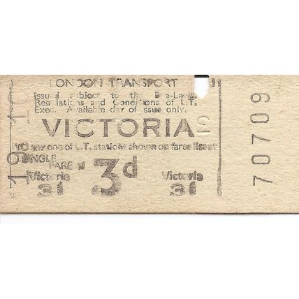 London Transport BMR Machine Ticket - Victoria - 3d.