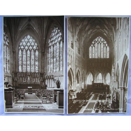 2 x vintage postcards Wells Cathedral