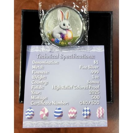 1 Oz Silver Proof Collectible High Relief Easter Rabbit BUYER CHOOSES SERIAL #
