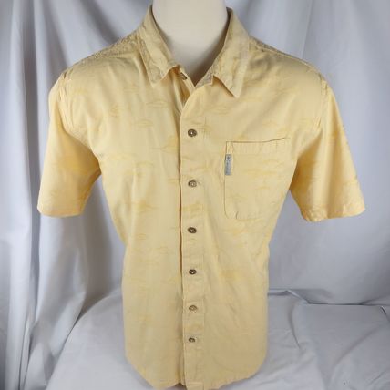 Columbia River Lodge Mens Short Sleeve Yellow "Fish" Shirt Sz XL
