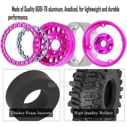 RC 1.9 Beadlock Wheels and Tires for 1/10 TRX4 TRX6 SCX10 SCX10 II 90046 SCX10 I