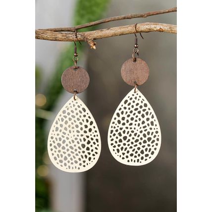 Apricot Colorblock Cut-Out Water Drop Hook Earrings