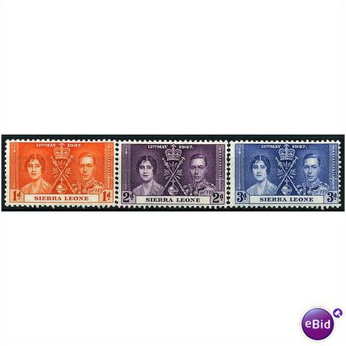 Sierra Leone1937 Coronation Set SG187-189 Mounted Mint
