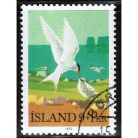 1972 Iceland B24 cancelled - Arctic Tern (bird) 9kr + 1kr