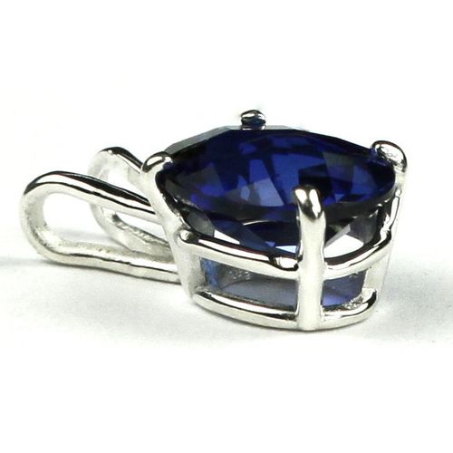 Created Blue Sapphire, 925 Sterling Silver Pendant, SP002