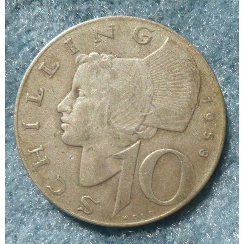 1958 Austria 10 Schilling Silver coin