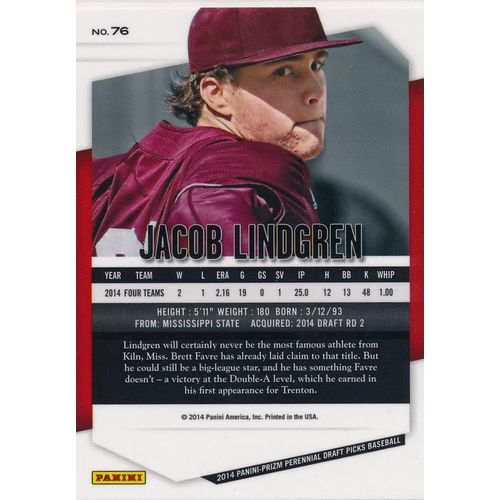 2014 Panini Prizm Perennial Draft Picks 76 Jacob Lindgren - New York Yankees