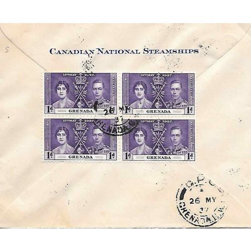 Grenanda Coronation Blocks 1937 on Canadian Steamship Line sta.