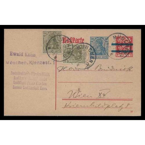 Germany Postal Card 1922 Munchen uprated to Austria