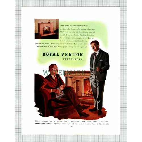 X1791) ROYAL VENTON Fireplaces ADVERT - c.1954