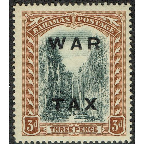 Bahamas 1919 War Tax 3d Black and Brown SG105 MM