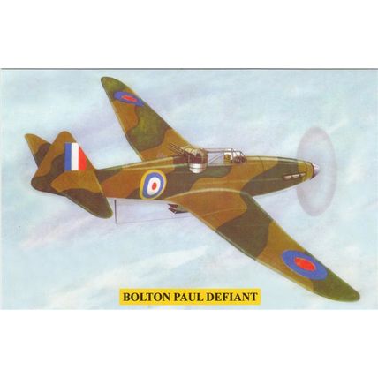 Artist Drawn Bolton Paul Defiant Military Aircraft Postcard (AM1779)