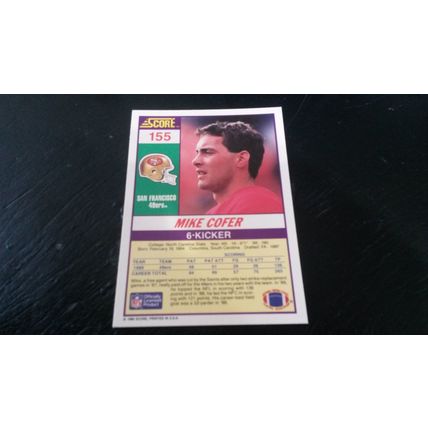 1990 Score Football Card # 155 Mike Cofer Excellent-Mint (6) San Francisco 49ers