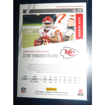 2020 Panini Chronicles CLYDE EDWARDS-HELAIRE (KC Chiefs) Prestige RC #318