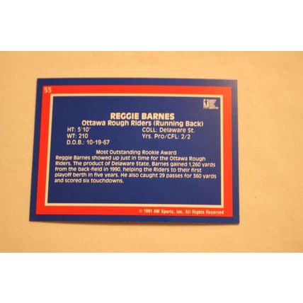 Reggie Barnes 1991 AW Sport All-World CFL NO. 55