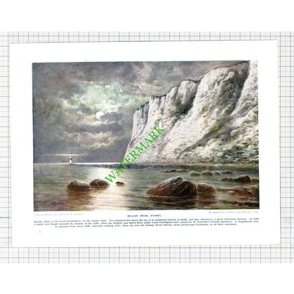 Beachy Head Sussex J W Gozzard - 1920's Print