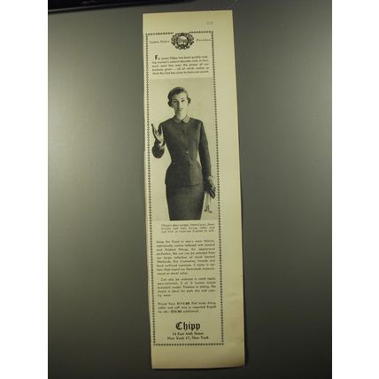 1954 Chipp Fashion Ad - Custom Tailors Furnishers