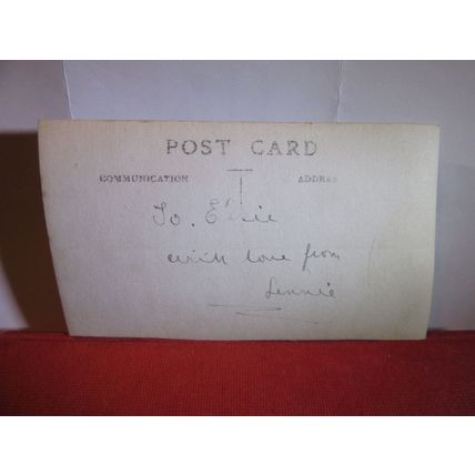 YOUNG LAD IN A 'TUNIC' antique photograph postcard clothing, coat? /
