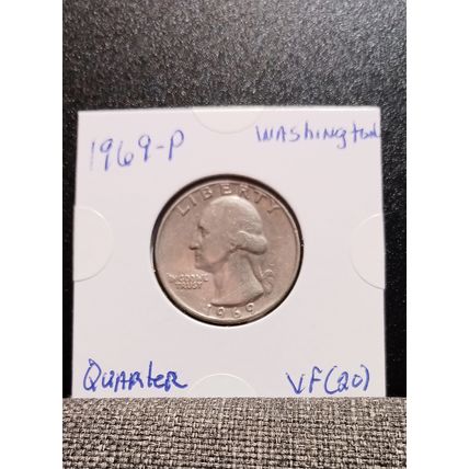 1- 1969 P ( CIRCULATED/ VF-20 ). WASHINGTON QUARTER DOLLAR.