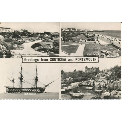 PC22646 Greetings from Southsea and Portsmouth. Multi view. Valentine. No L 3384