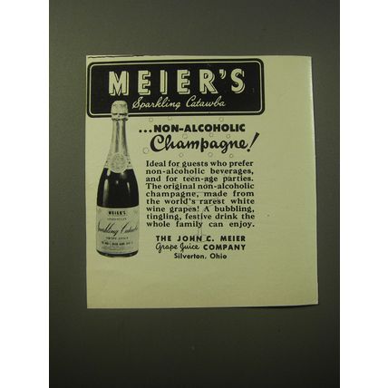 1960 Meier's Sparkling Catawba Non-Alcoholic Champagne Advertisement