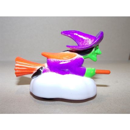 Hard Plastic Flying Witch on Broom Halloween "Pullback Racer"