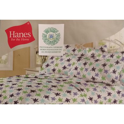 NOS HANES JERSEY KNIT 100% COTTON BREEZY BABY PALM FULL SHEET SET w DEEP POCKETS