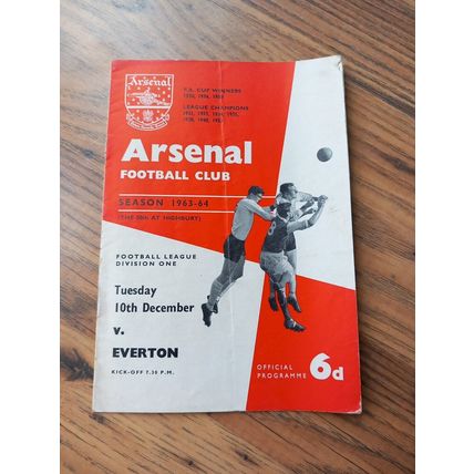 1963/64 Arsenal vs Everton - Division 1 **FREE P&P**