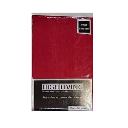 Single fitted sheet dark red Quality Percale 200 TC Polycotton bedding elastic