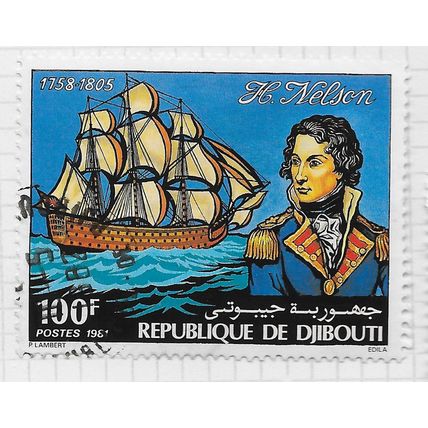 DJIBOUTI 1981 NESLON HORATIO ADMIRAL COMMEMORATION NAVAL SAILING SHIP 100f USED
