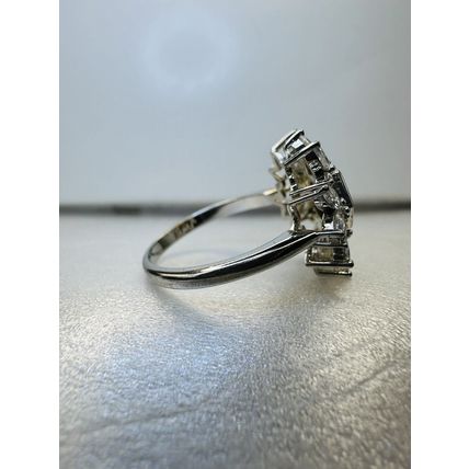 Ring Bomb Party Sz8 RBP Flower W/ Red Hexagon Gem Rhodium P Band *Missing A Gem*