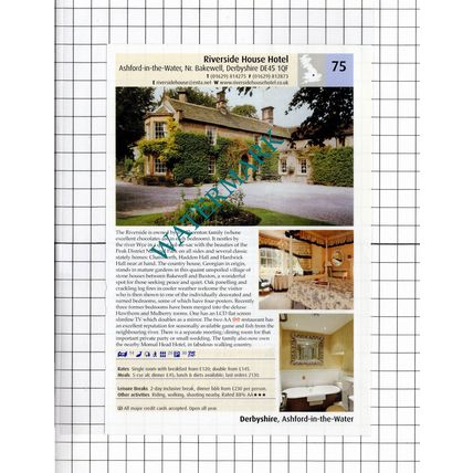 Riverside House Hotel Ashford In The Water / Biggin Hall Derbyshire -2011 Advert