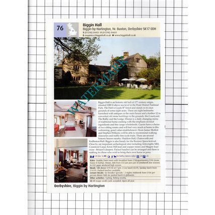 Riverside House Hotel Ashford In The Water / Biggin Hall Derbyshire -2011 Advert