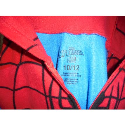 AMAZING SPIDER-MAN Fleece Hooded One Piece Pajamas/Costume!! Size 10/12! $27.00