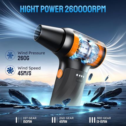 Compressed Air Duster, 260000RPM Cordless Electric Air Blower with Brushless Mot