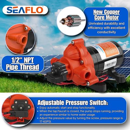 SEAFLO 33 Series DC Diaphragm Pump – 12V, 3.0 GPM, 45 PSI, Self-Priming, On-Dema
