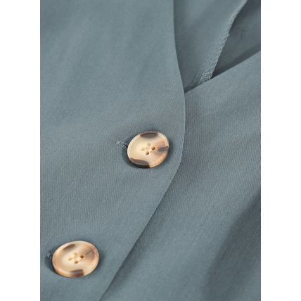 Blue Dolman Button Belted V Neck Wide Leg Pocketed Jumpsuit