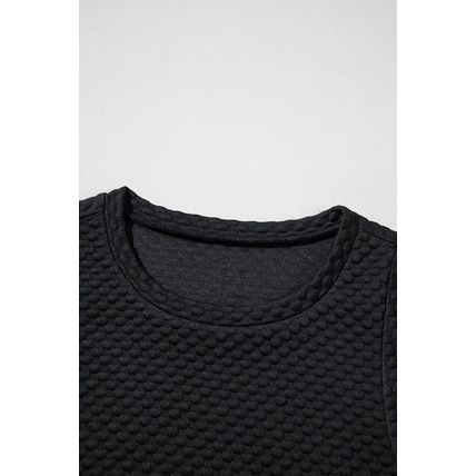 Black Textured Cap Sleeve T-shirt Shift Mini Dress