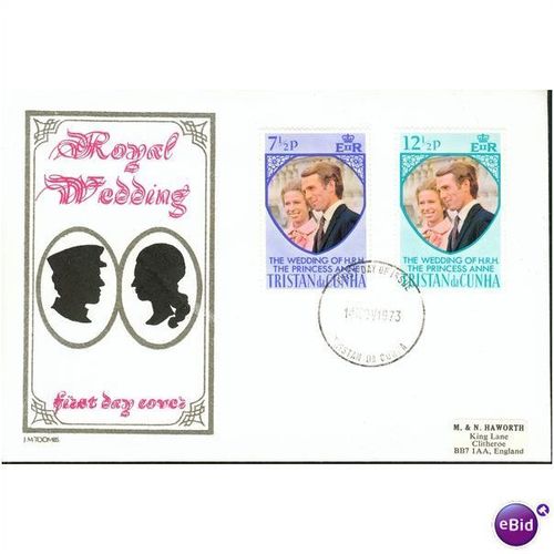 Tristan Da Cunha FDC 1973 - SG 186-187 - Royal Wedding - Anne & Mark